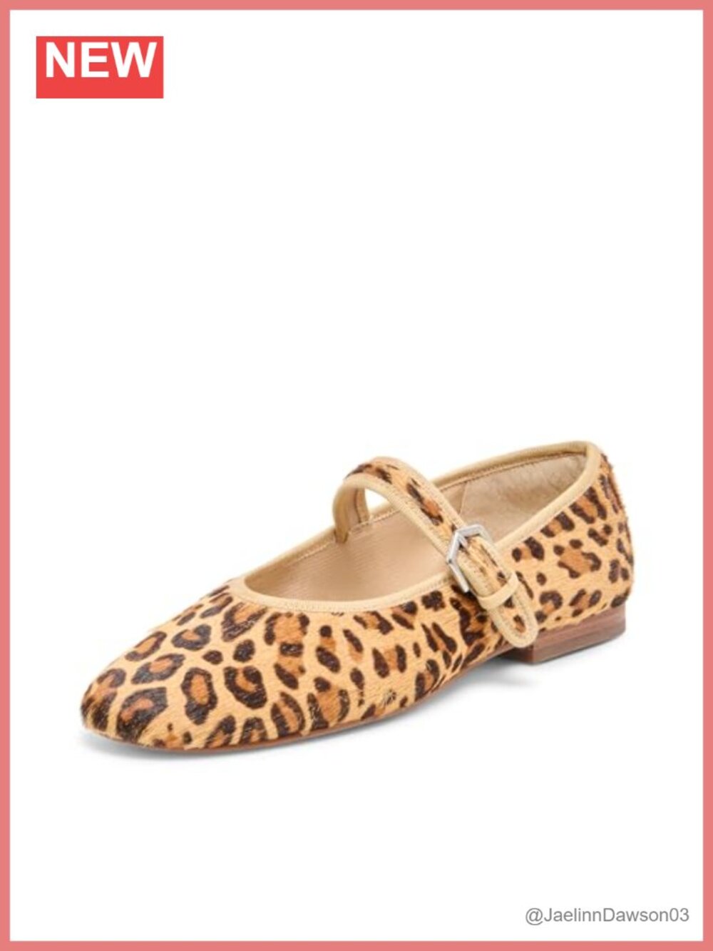 Leopard Print Calf Hair Ballet Flats with Buckle Detail